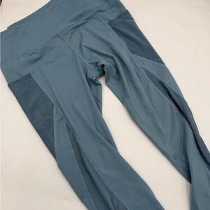 Teal Athletic Leggings with Mesh Side Panels